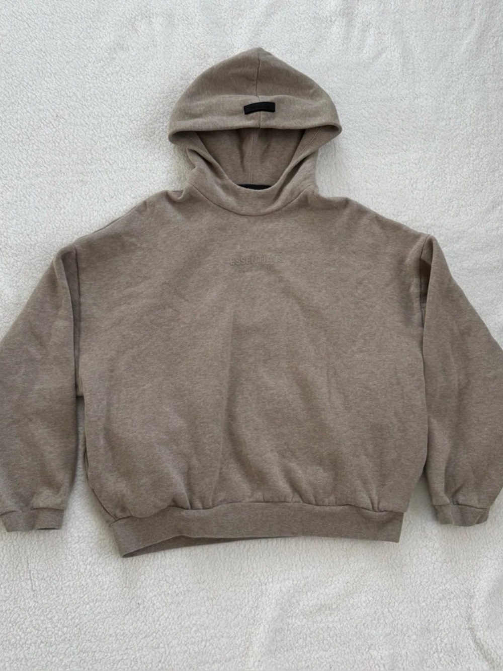 Fear of God Essentials Hoodie Oatmeal Taupe M Oversized Authentic